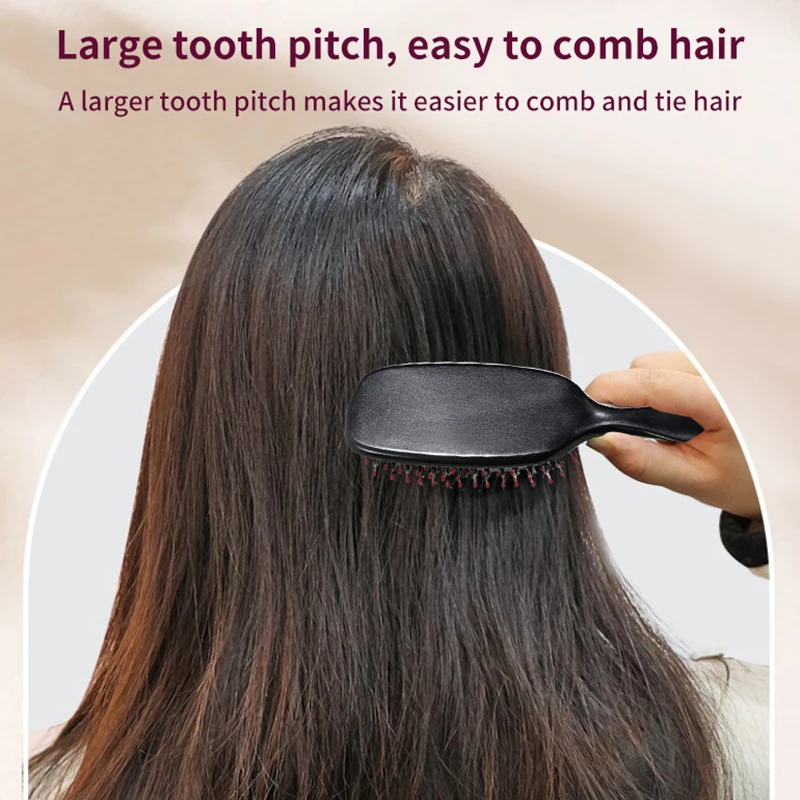 فرشاة شعر الخنزير الخشن ، مشط تدليك مضاد للساكنة ، تصفيف فروة الرأس ، فصل الشعر ، مفرغ ، مشط أسنان نايلون ، كيس هواء