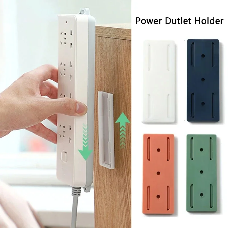 Punch-Free Plug Fixer Wall-Mounted Organizer Self-Adhesive Socket Fixer Seamless Power Strip Holder Home Cable Wire Organizer