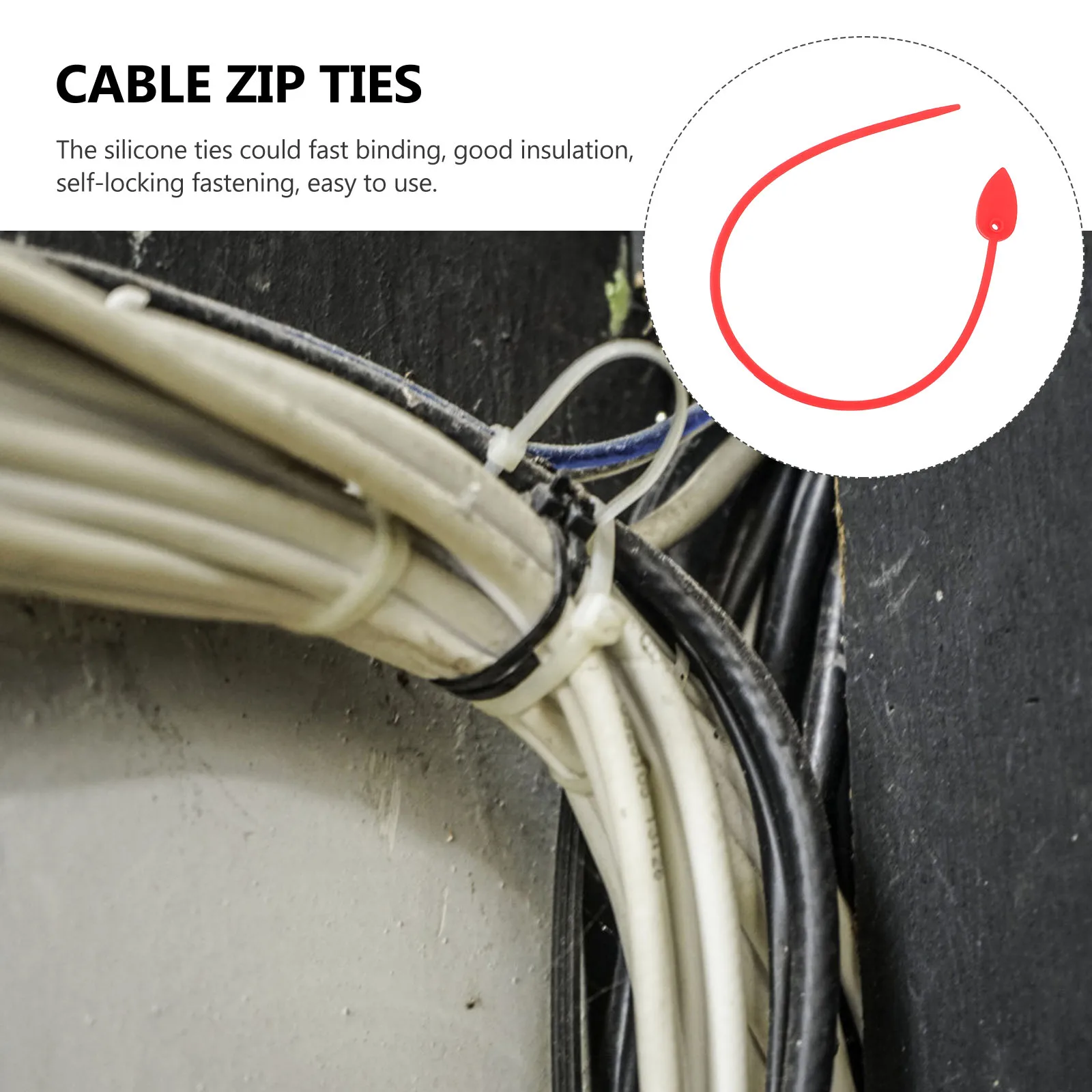 

10pcs Silicone Cable Ties Fastening Zip Ties Self-Locking Organizer For Usb Cables Headphone Wires Reusable Durable Premium Cord