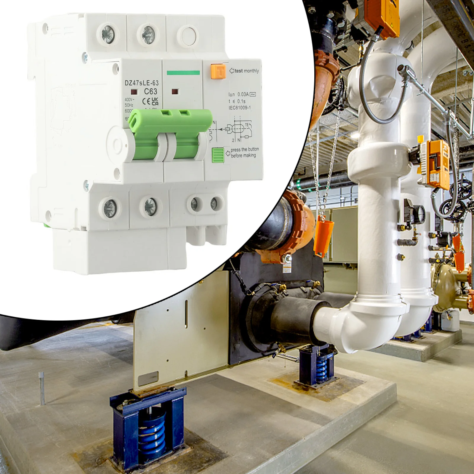 

Small circuit breaker 2P 63A 400V Quick closing Flame retardant material Widened handle Suitable for harsh environments