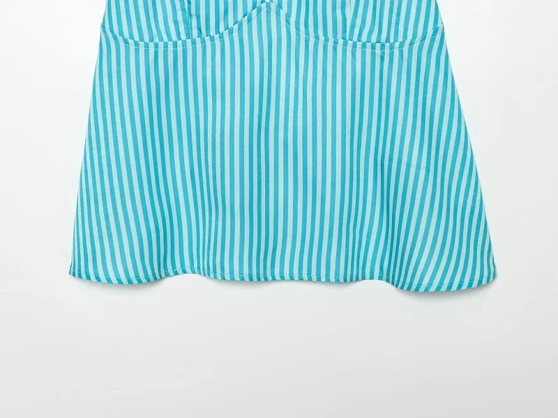 MUJER Gestreiftes Crop-Top für Damen, sexy, rückenfreies Slip-Top für Damen, Sommer-Strand-Top, weibliches Trägertop, ärmellose Damen-Tops – Detail 9