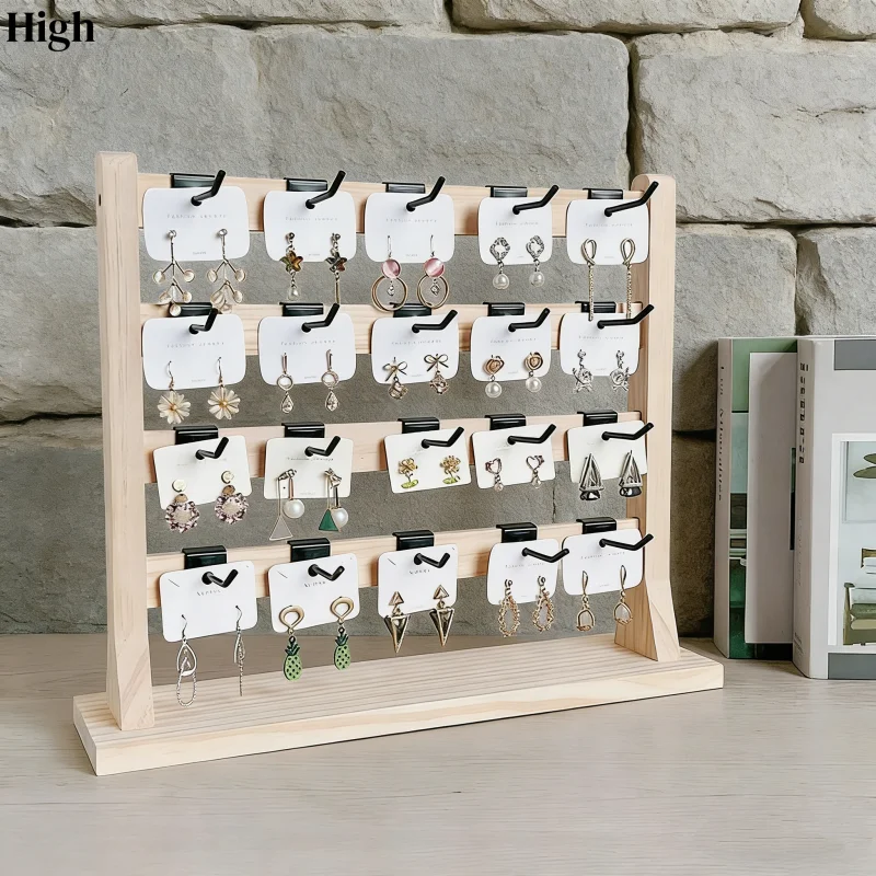 

Real Wood Multi-Layer Hook Earring Bracelet Storage Ra Creative Jewelry Display Stand Hairpin Card Holder Organizer