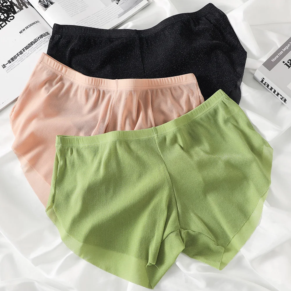 

Men Mesh Seamless Boxer Shorts Mid Rise Lingerie Breathable Panties Transparent Trunks Seamless Underwear Men's Clothing Classic