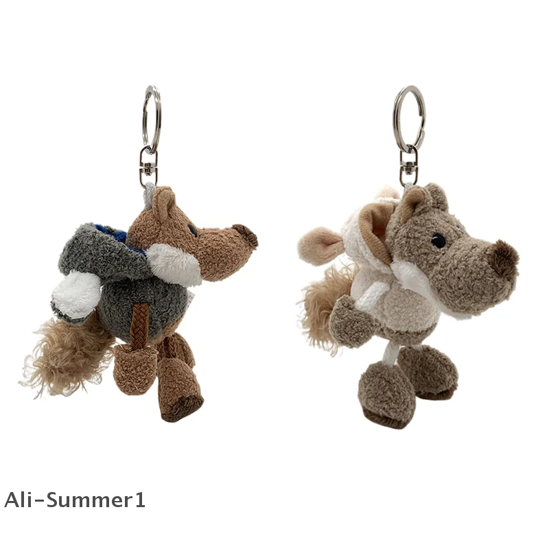 10 cm süßer flauschiger Fell-Wolf-Schlüsselanhänger für Damen, Plüschtier, Schlüsselanhänger, Tasche, Autozubehör, Frauen, Party, Puppe, Mädchen, Geschenk, Plüsch-Schlüsselanhänger