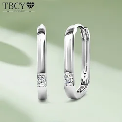 TBCYD 2MM D Color Moissanite Oval Hoop Earrings For Women GRA Certified S925 Silver Lab Diamond Ear Buckles Fine Jewelry Gifts