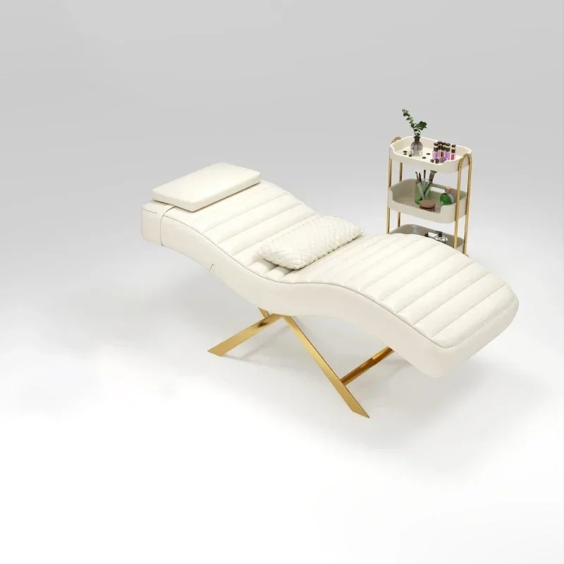 Stainless Steel Base Hydrotherapy Facial Bed with Curved Surface for Eyelash Treatments