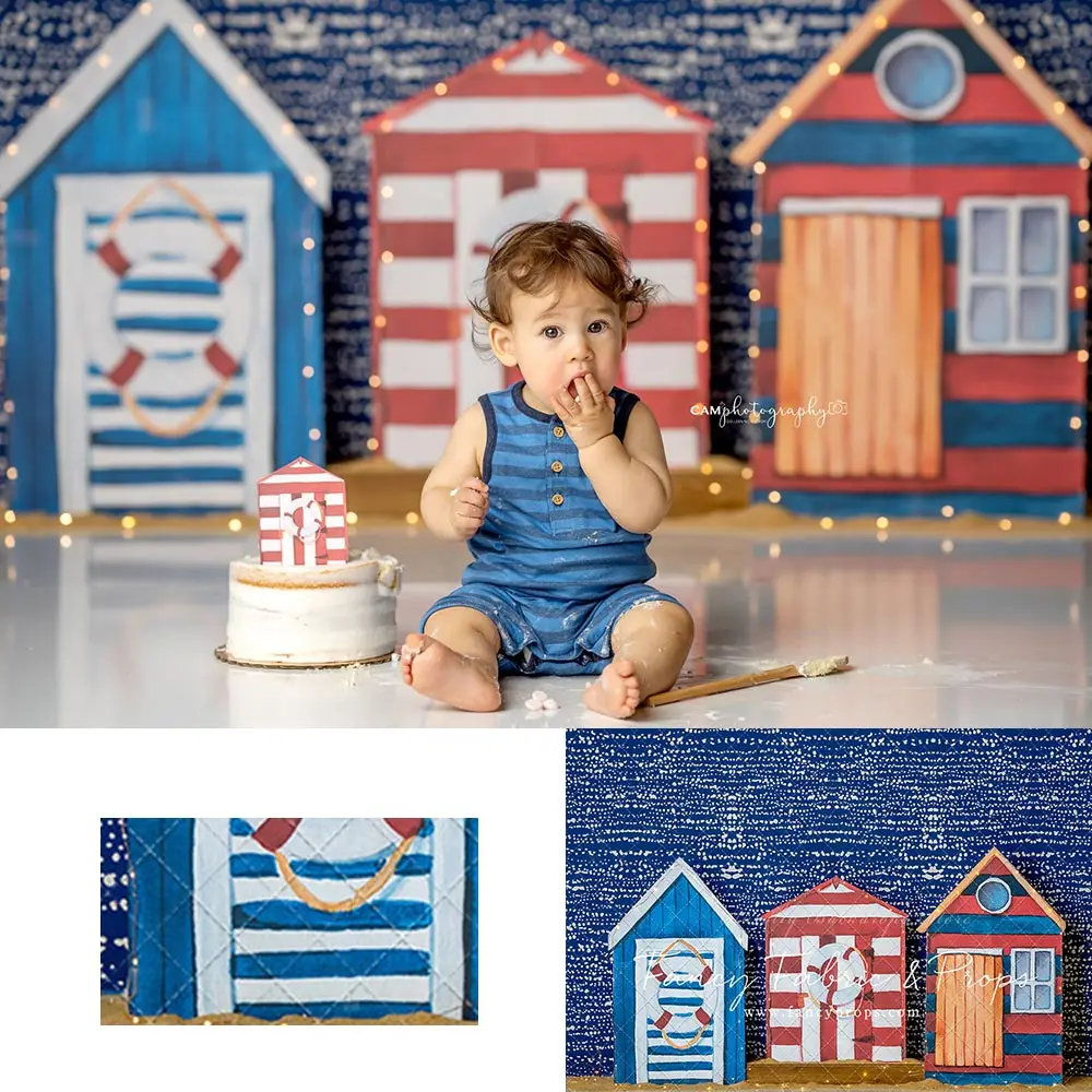 

Nautical Summer Backdrop Kids Baby Cake Smash Photography Props Seaside House Child Boys Adult Birthday Studio Backgrounds