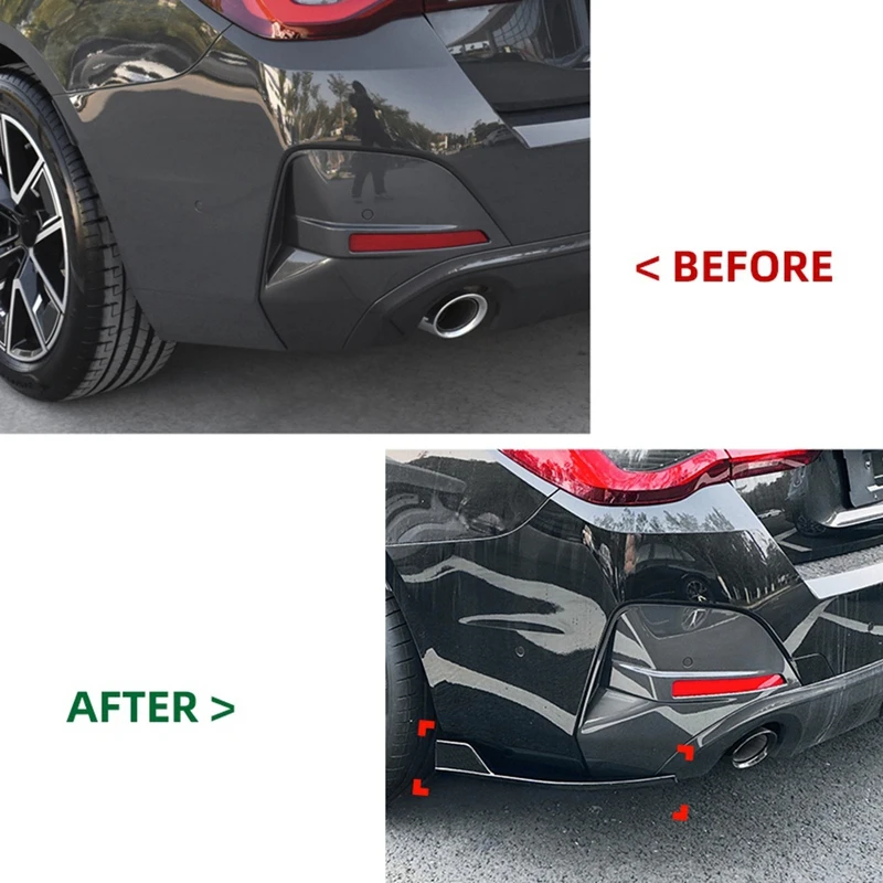 รถด้านหลังกันชนDiffuser Splitter Wingletผ้ากันเปื้อนสปอยเลอร์สําหรับBMW G26 M Sport 2020 + สปอยเลอร์ลมมีด