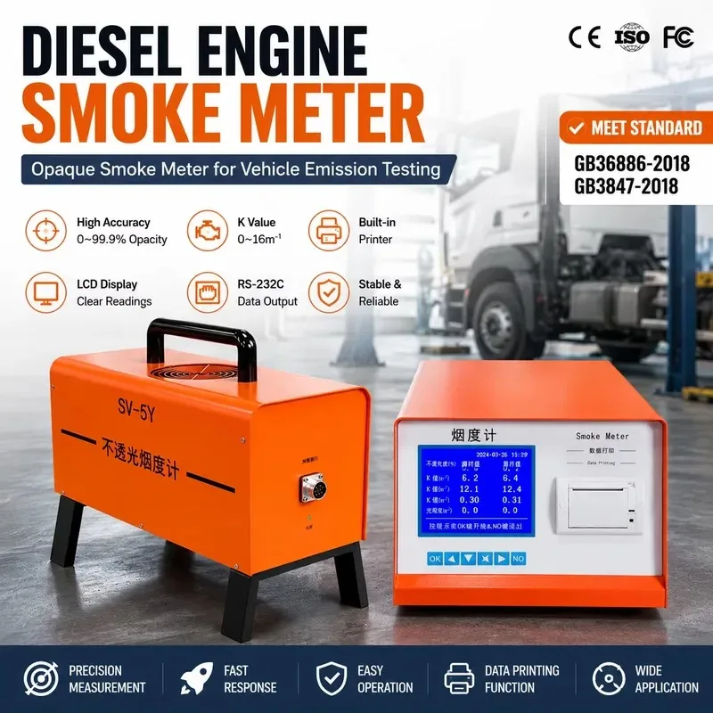 Hot Sale Split Type Opacity Smoke Meter Dual Reading Emission Testing Equipment for Vehicle Inspection Stations with