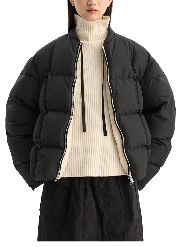 2026 Winter Short Puffer Jacket for Women, Petite Coat, White Duck Down, Thickened for Warmth