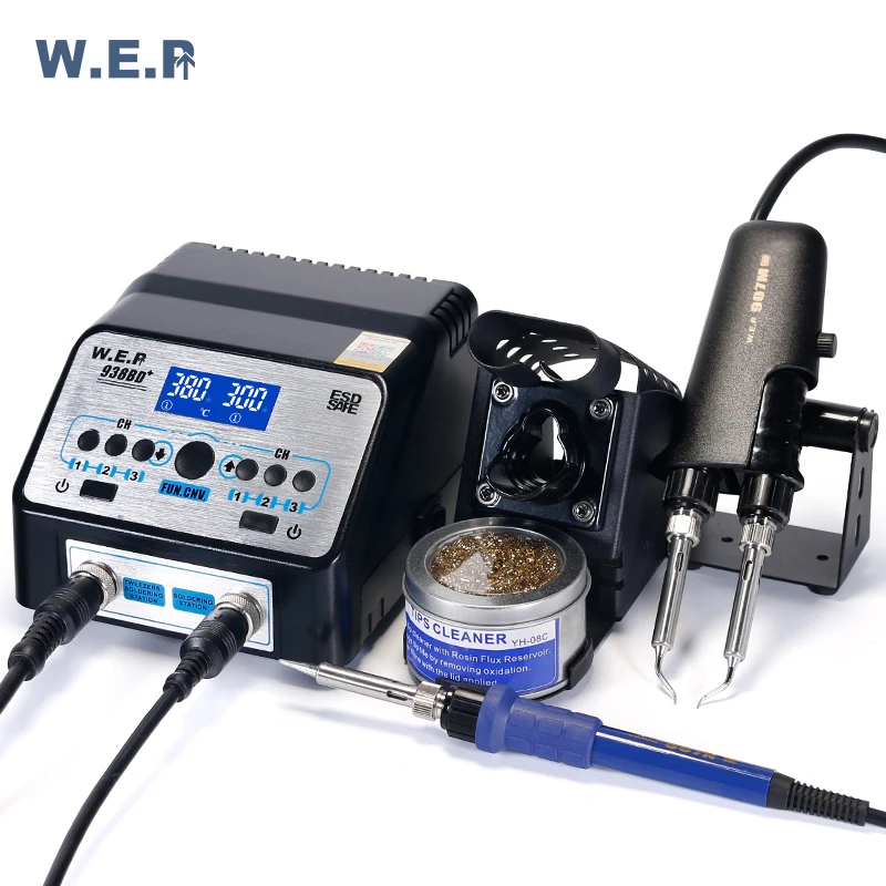 WEP 938BD+ Upgrade Version SMD Hot Tweezers Desoldering Soldering Station
