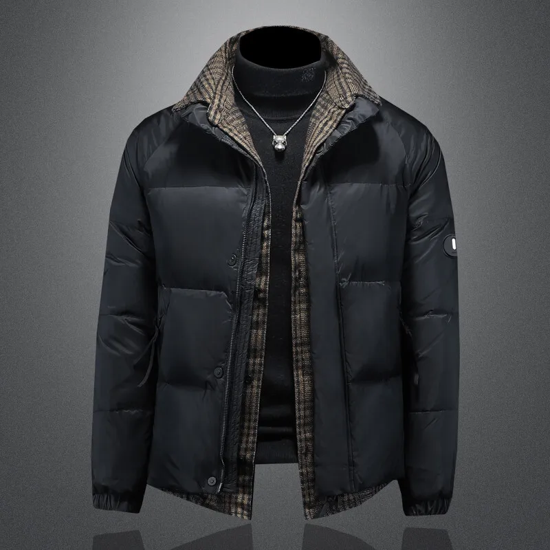 

Men's 90 White Du down Jaet Thi Casual Faion Winter New Sle Lightweight Coat ket No Hat Stand Collar Zipper