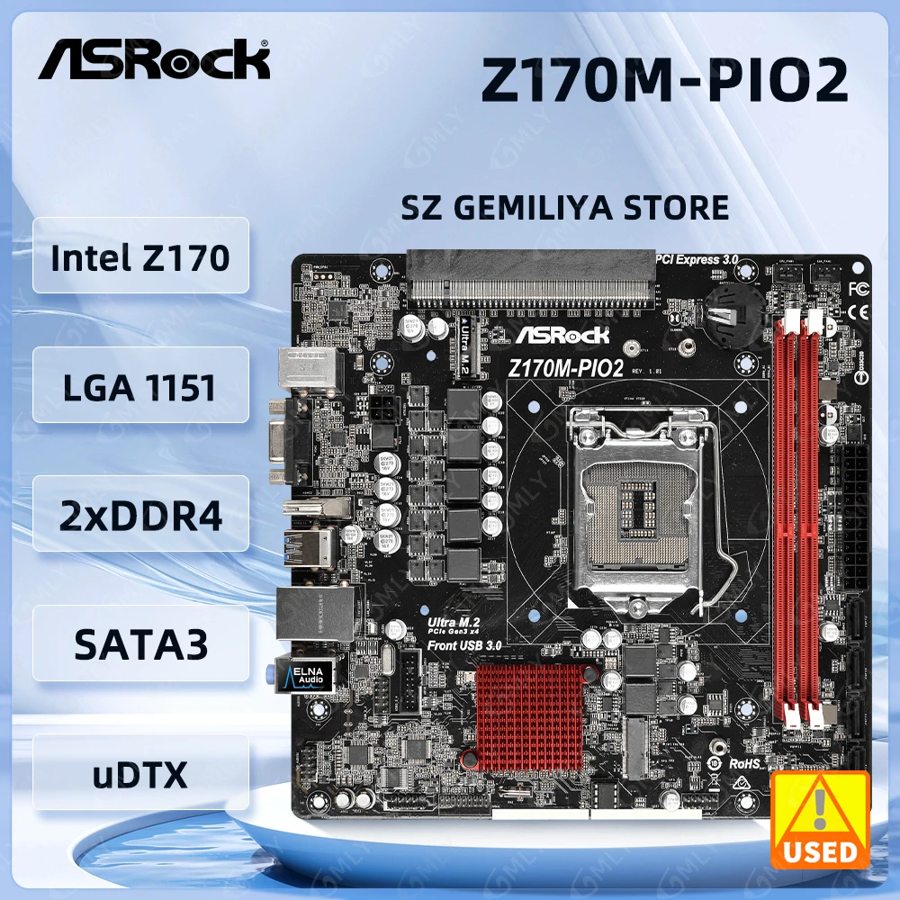 Asrock Z170M-PIO2 Motherboard Intel Z170 LGA 1151 DDR4 32GB   uDTX support i5-7400 7100 7600 6600 6100 6300 cpu