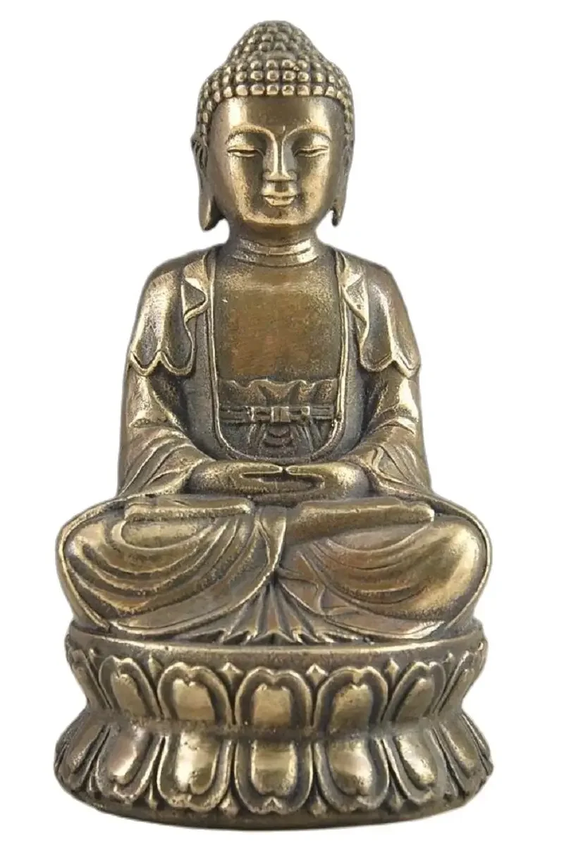 

12cm Collection Hand Hammered Bless Collectable Chinese Old Amulet Buddha Statue wholesale Factory Bronze Arts Outlets