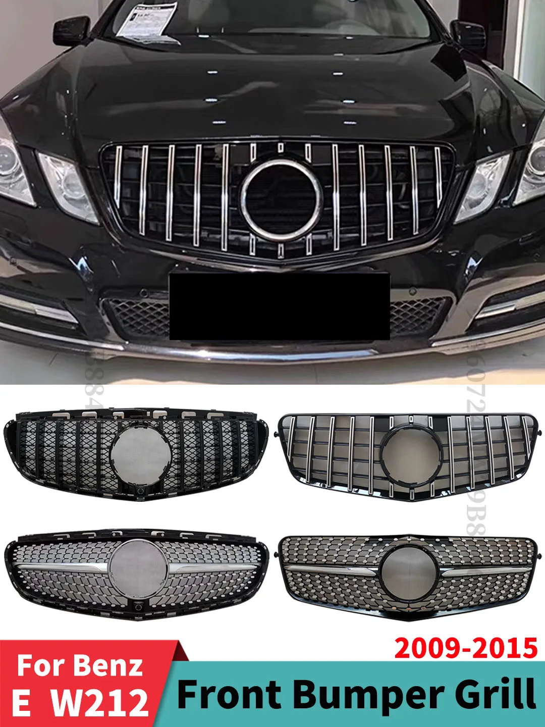 

Front Bumper Grille Mesh Grid Tuning Accessories For Mercedes Benz E class W212 2009-2015 E260 E300 E350 E200 GT Diamond Grill