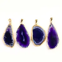 Reiki Natural Onyx Unique Purple Agates Pendants Necklace Reiki Chakra Slice Irregular Crystal Quartz Healing Women Necklaces