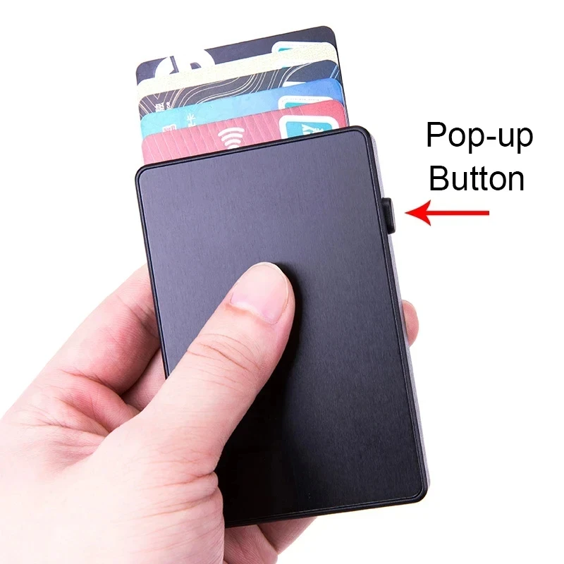 Gold Thin Pop Up ID RFID Card Holder For Man Slim Men's Card Wallet RFID Creative Credit Card Case For Women Female