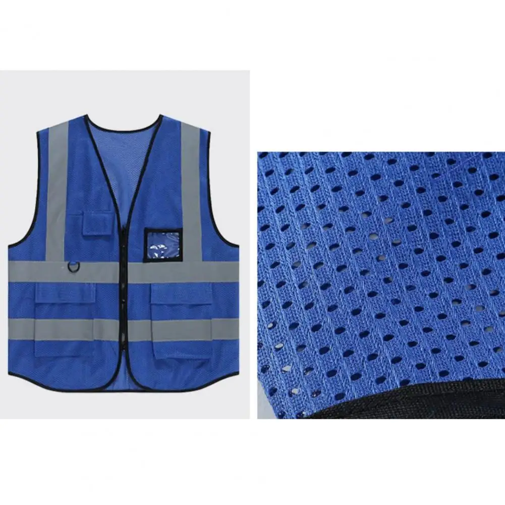 Hoge Zichtbaarheid Vest Met Id-Zak Reflecterend Vest Met Multi Zakken Id Zak Voor Heren V-Hals Vest