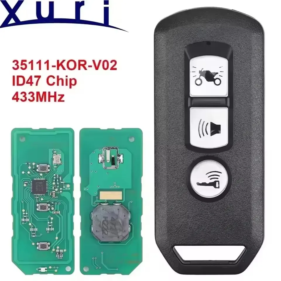 Xuri KOR-V02 For Honda Pcx 150 Adv 150 PCX160 /Forza 350 / NSS350 Remote Keyless Motorcycle Key 3 Button 433.92MHz 47 Chip