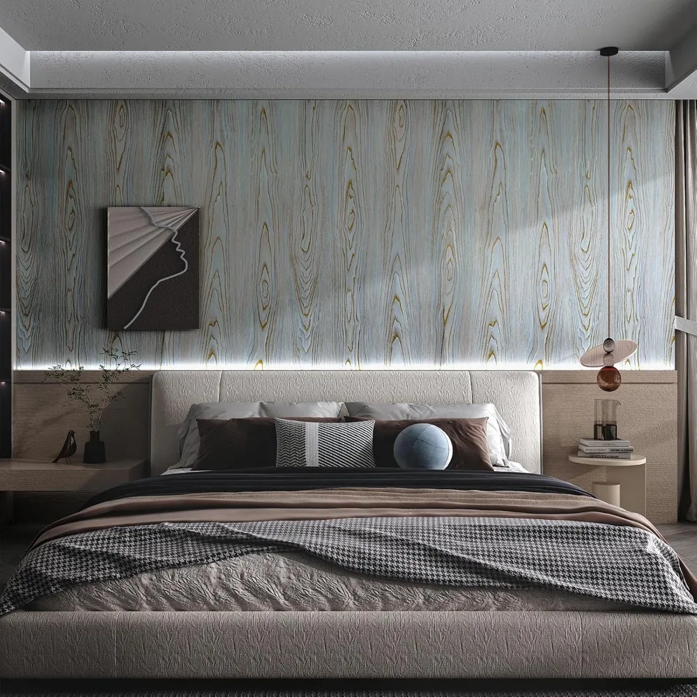 354x31 와이드 두꺼운 보라색 벽지, 붙였다 떼었다 할 수 있는 나무 무늬 접착식 벽지, 벽, 문, 가구용 탈부착 가능한 셀프 접착식 벽지