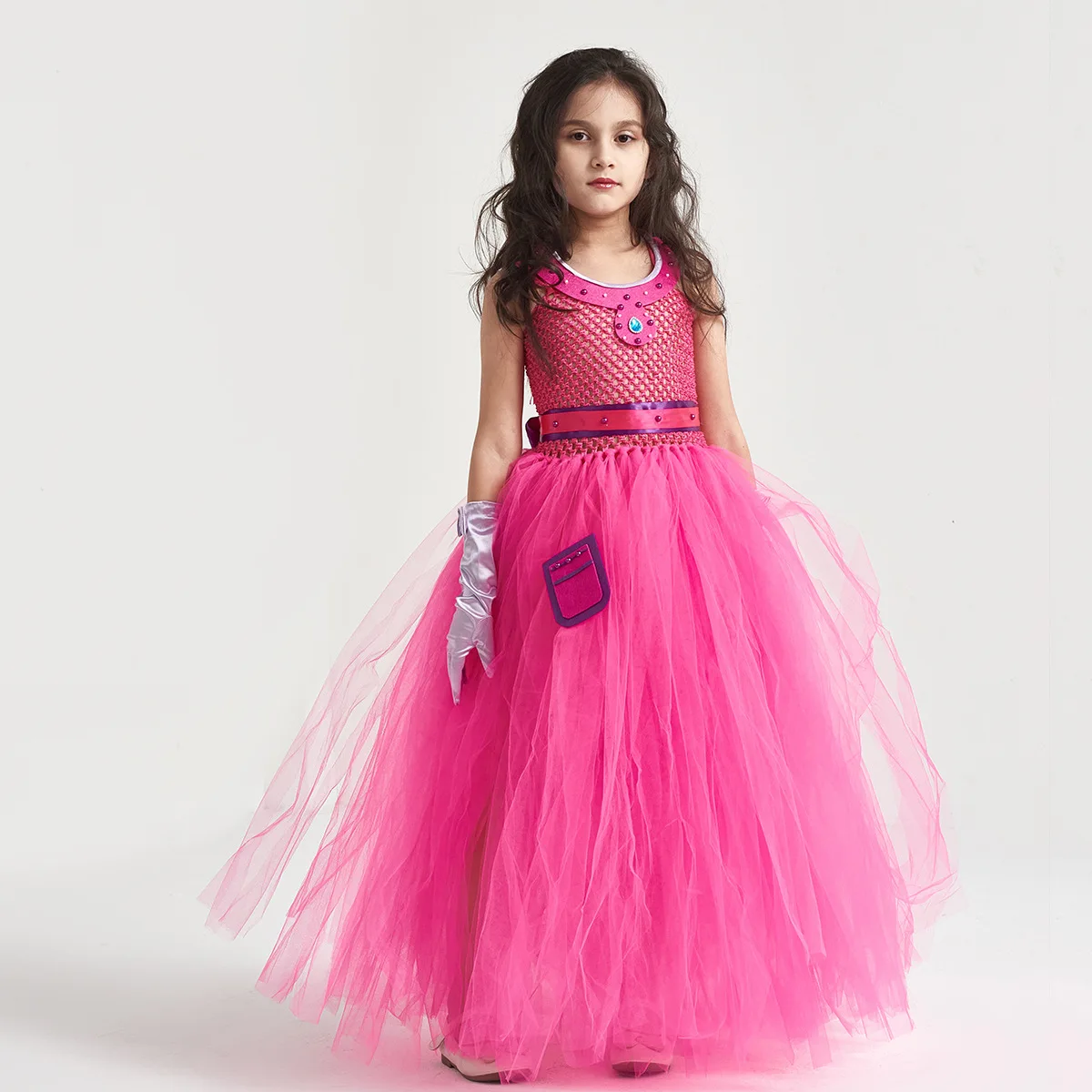 Halloween Pink Long Tulle Tutu Gown Floor Length Mesh Puffy Dress Evening Banquet Stage Photo Daily Holiday Flared A-line Skirt