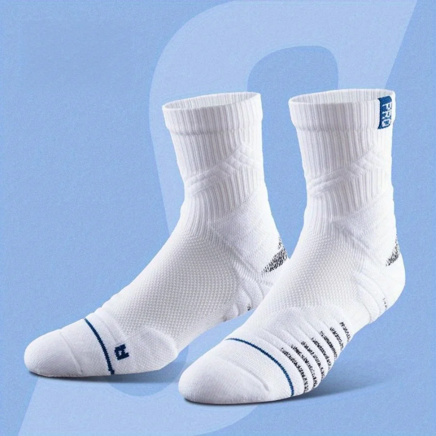 2/4 paires de chaussettes de sport d'entraînement pour hommes, fond de serviette avec rembourrage épais, antidérapant et absorbant la sueur, sec et respirant