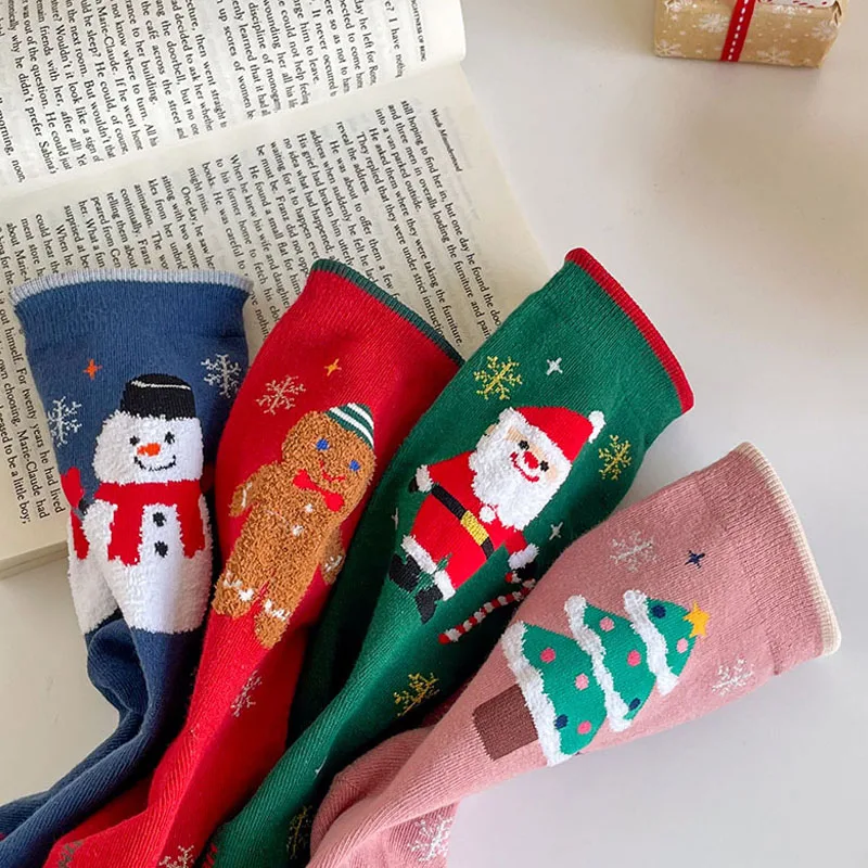 4 Pairs of Kids Christmas Socks, Cozy Comfy Funny Children Christmas Socks For Boys Girls Baby Toddlers Cotton Warm Socks