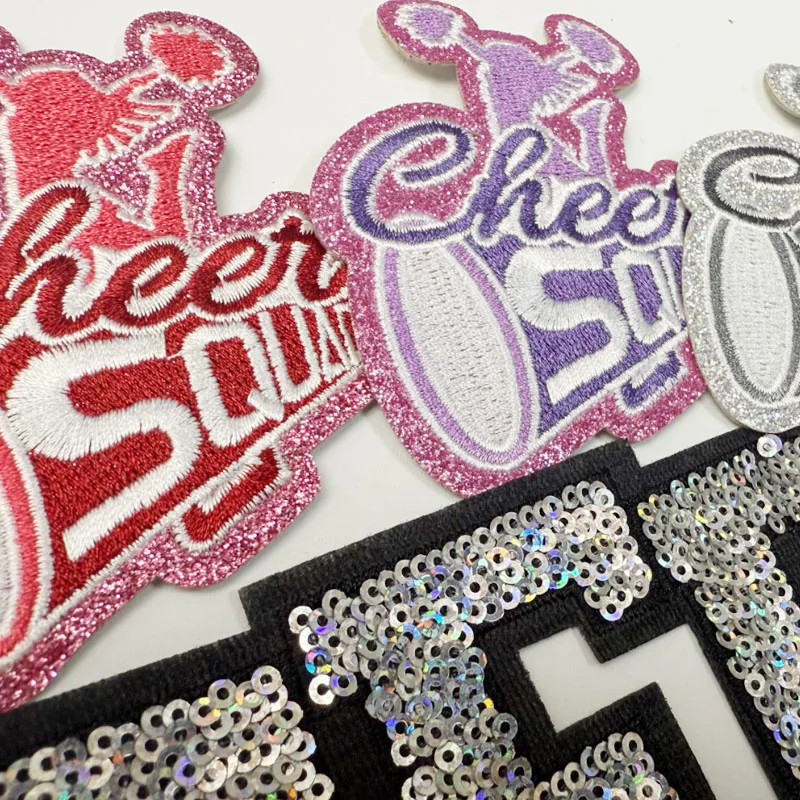 1pc New Large CHEER Ironing Patch Sequined Glitter Embroidered Sticker Cheerleading Hat T-shirt Decoration DIY Craft Supplies