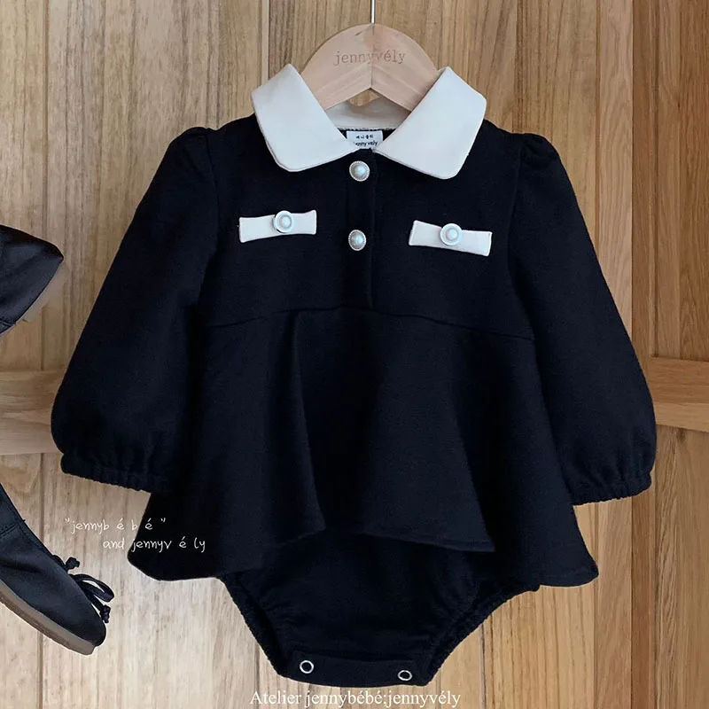 

2025 New Spring 0-24M Baby Girl Clothing Infant Baby Girls Jumpsuit Long Sleeved Cotton Splicing Toddler Baby Girl Romper