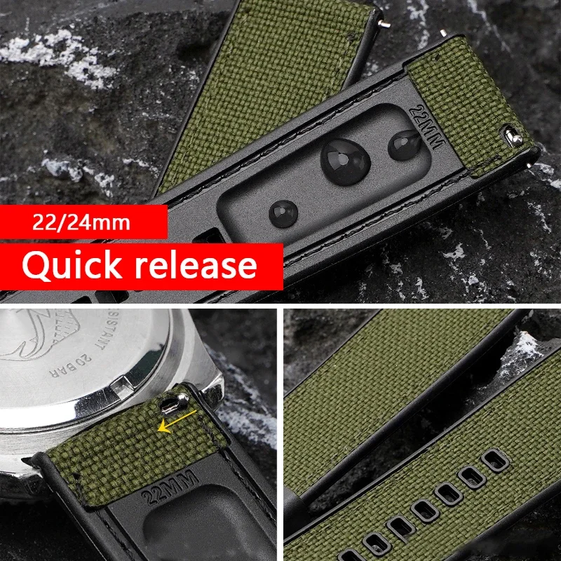 Canvas Silicone Strap 20mm 22mm 24mm for Seiko Diving Waterproof Rubber Nylon Quick Release Watch Band for Swatch X Blancpain