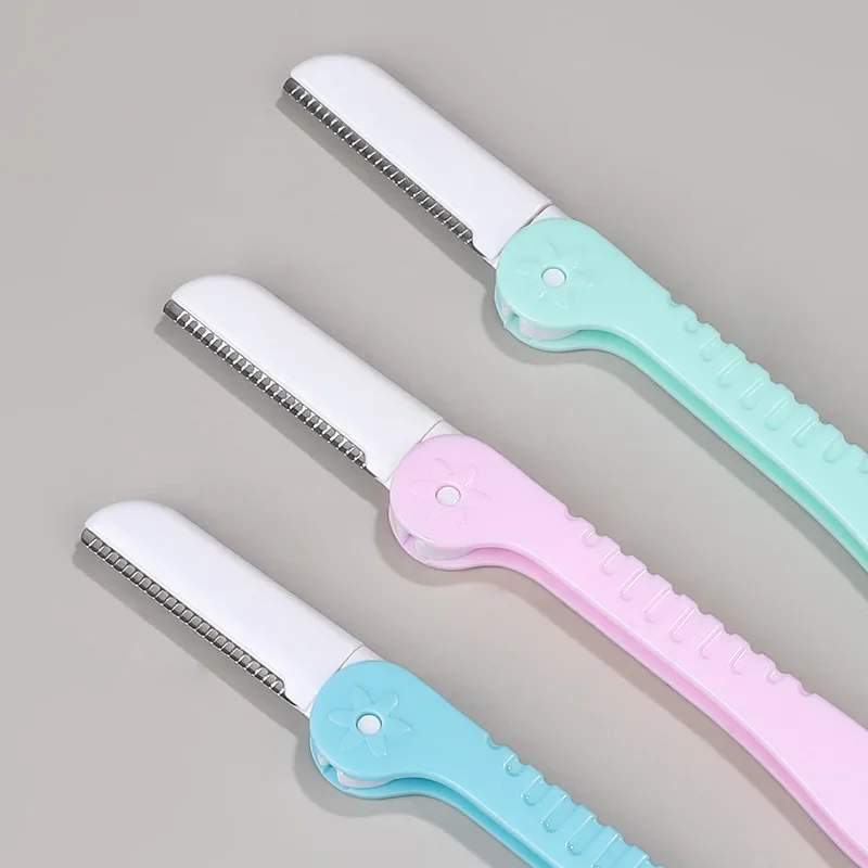 Macro Blade Eyebrow Razor Multi-color Optional Folding Stainless Steel Eyebrow Razor Starter Scratch Protection Beauty Tool