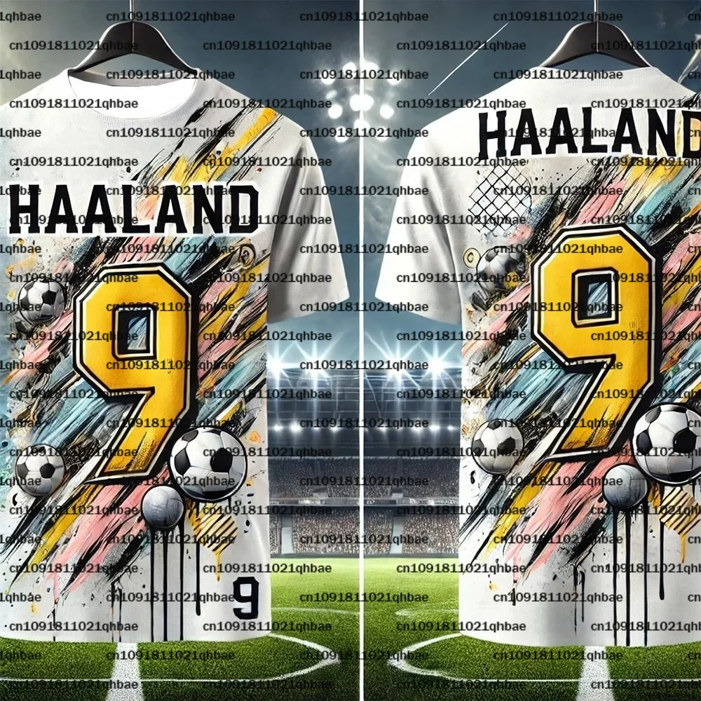 كرة القدم جيرسي تنفس الشارع كرة القدم عارضة تي شيرت المحملة الرجال طفل الذكور أعلى كريستيانو هالاند 9 التجفيف السريع الصبي الرياضة هدية أعلى #1