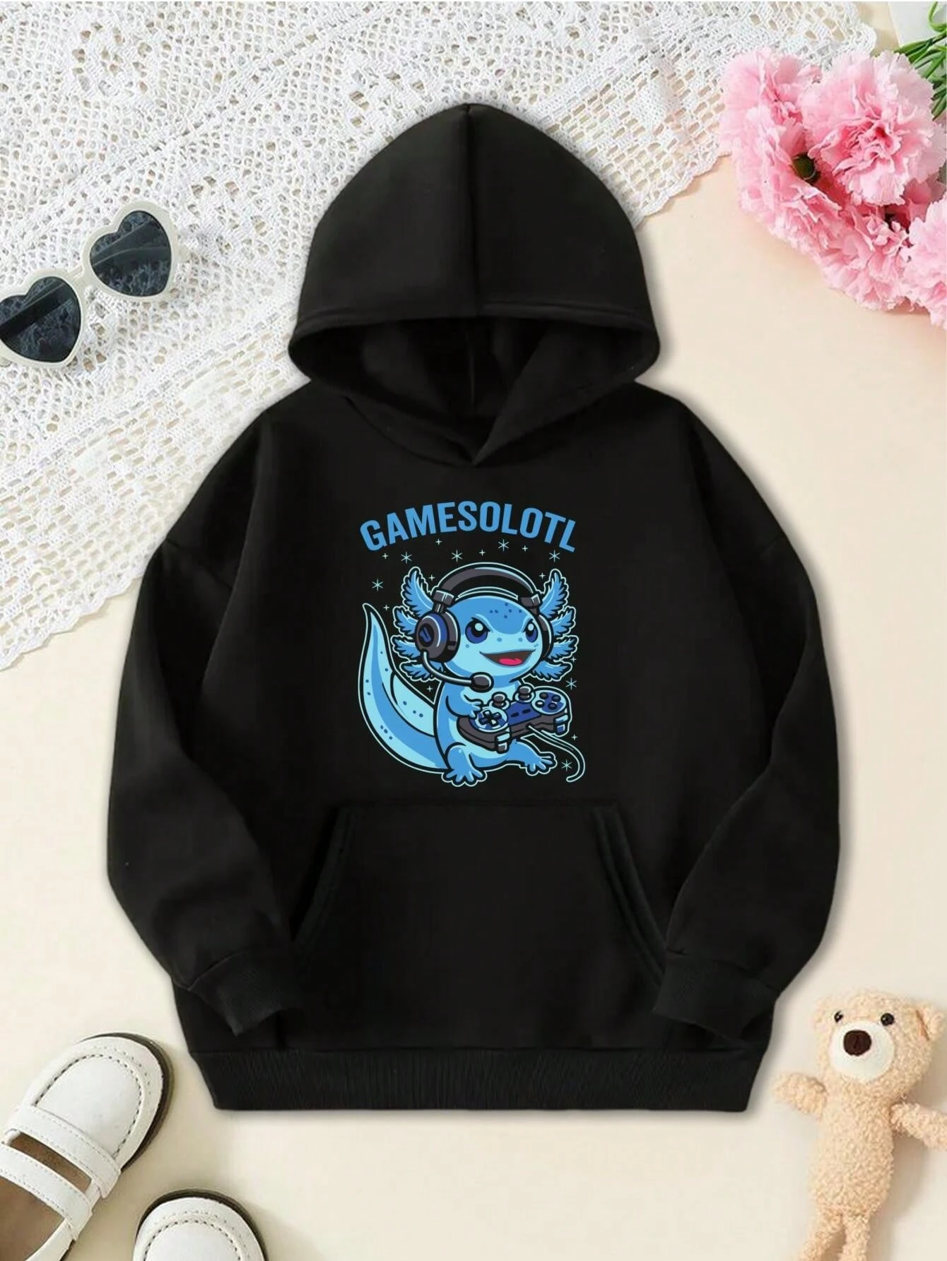 Drôle créatif Gamesolotl Axolotl Gamer imprimer enfants garçon automne printemps sweats à capuche enfants bébé fille sweat casual à manches longues