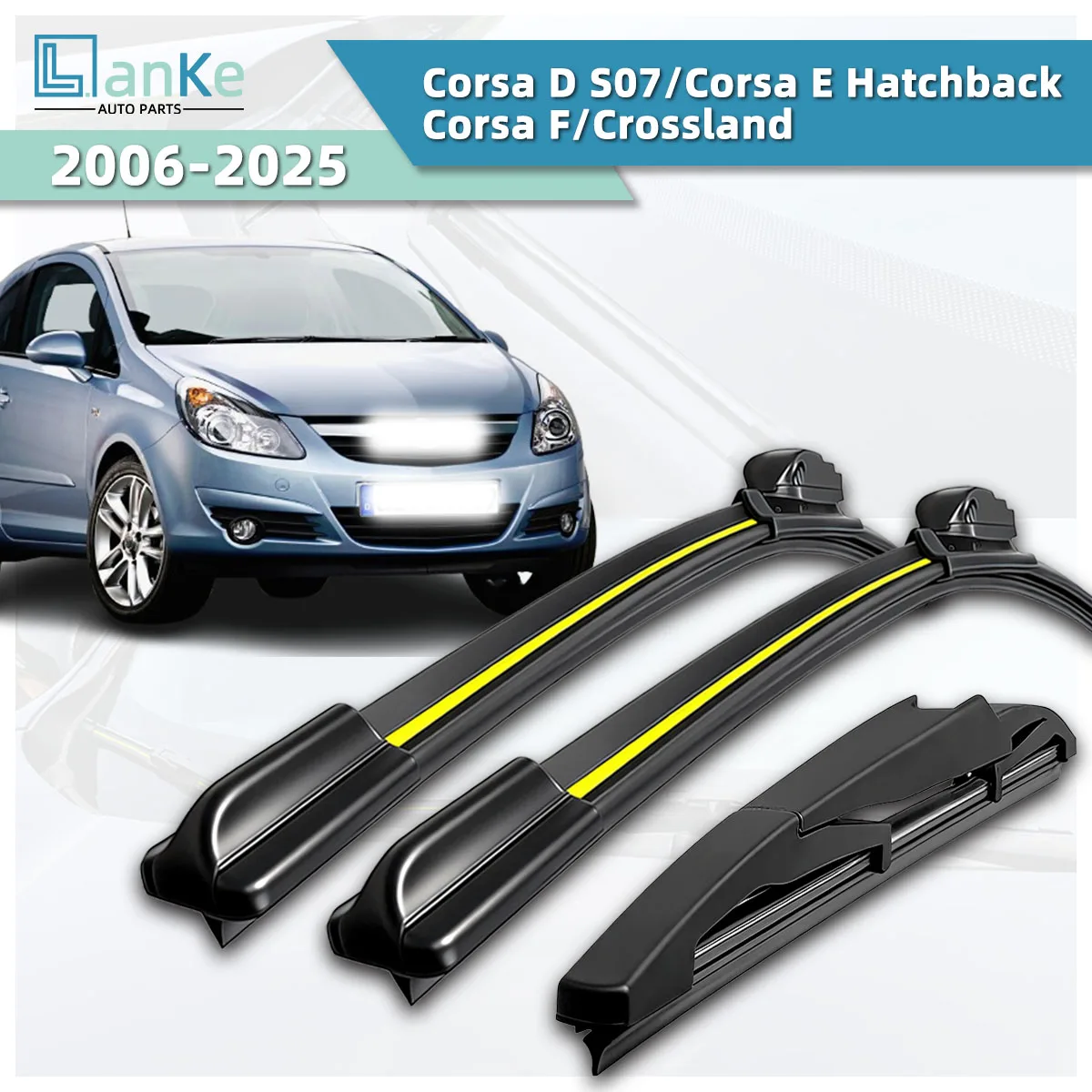 Geeignet für Opel Corsa D S07/Corsa E Schrägheck/Corsa F/Crossland (2006-2025) Auto-Scheibenwischer Vordere Windschutzscheibe Bidirektionaler Wischer