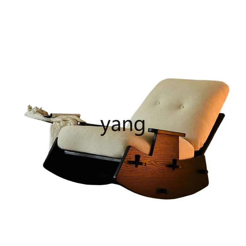 LMM solid wood rocking single recliner balcony retro casual sleepable reclining