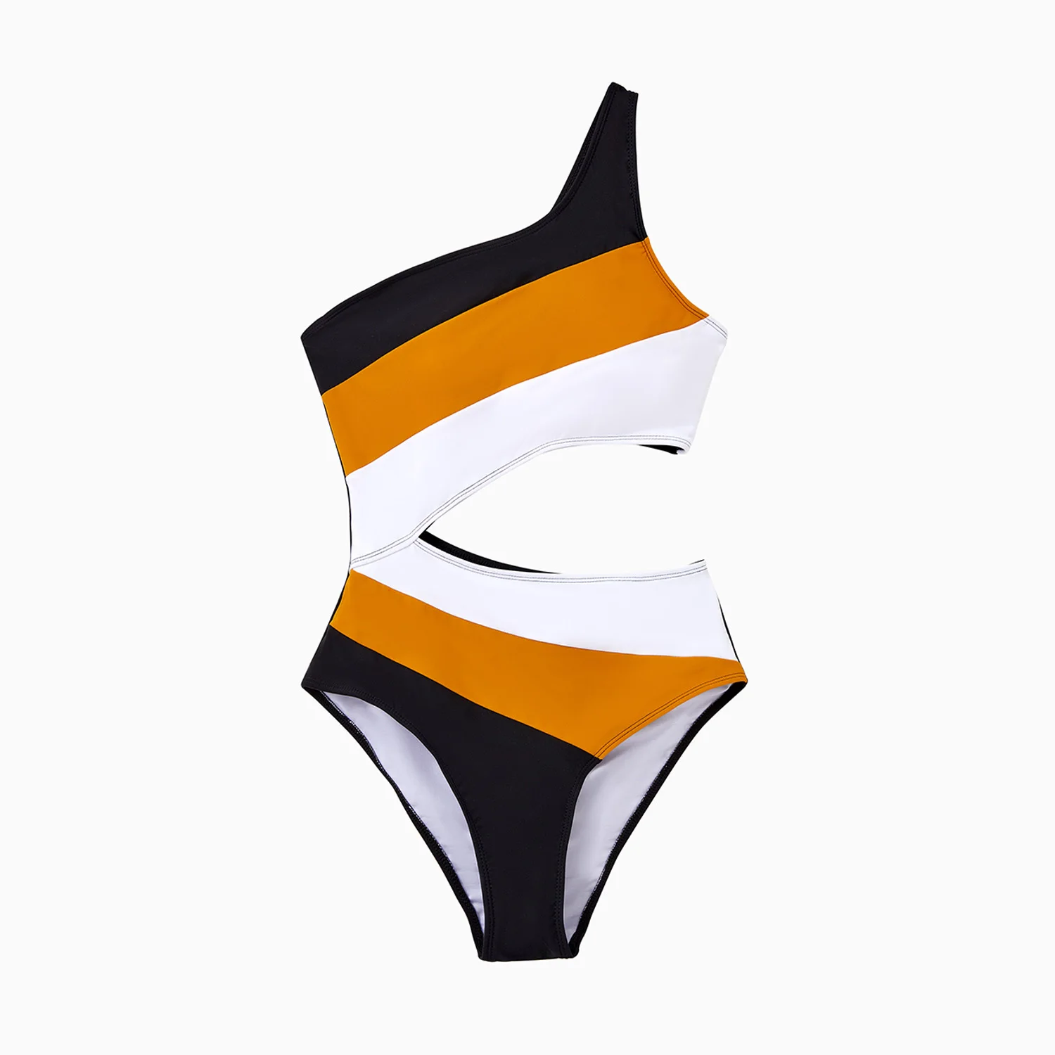 

PatPat Color-Blocked Cut-Out One-Shoulder Women's One-Piece Swimsuit