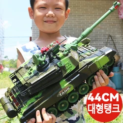 44CM Remote Control Tank 2.4G Large Rc Tank Military Vehicles Battle Fight Launch Off-Road Crawler Electric Toys for Kids Gift