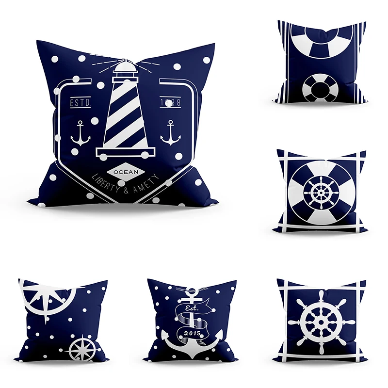 

Nautical theme series printed pillowcases home decoration living room sofa cushion cover bedroom room dormitory decoration