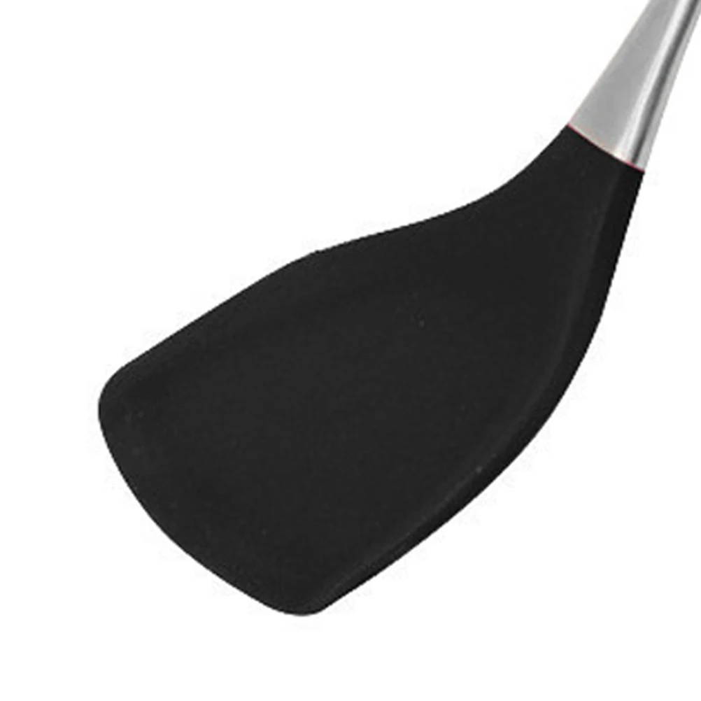 

High Temperature Stainless Steel Silicone Spatula Nonstick Cooking Spatula Shovel Dedicated Hollow Handle (Black)