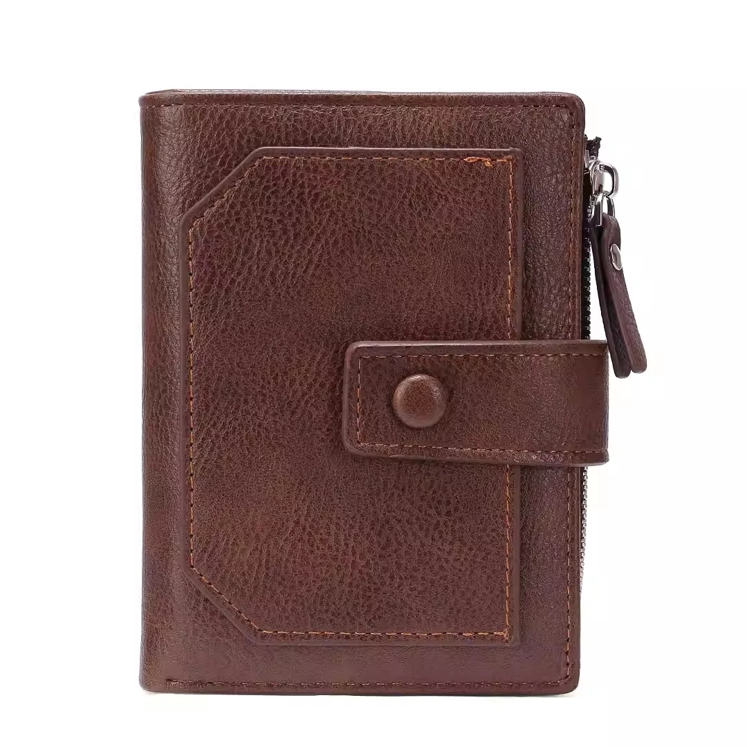 Fashion PU Leather Men's Wallet Short Zipper Wallets for Men RFID Credit Card Holders Purse Luxury Designer Short Handbag