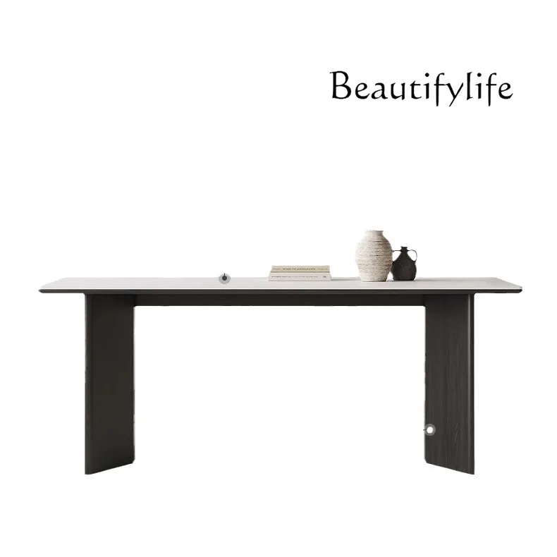

Modern simple household small apartment dining table high-end rectangular solid wood dining table