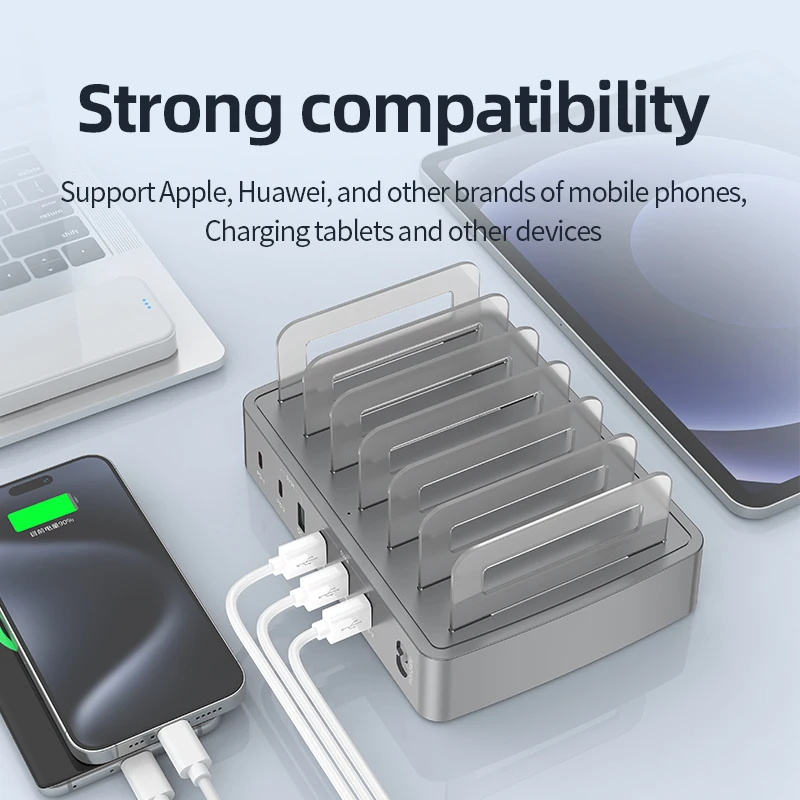 6IN1 Intelligente 72 W 6 Poort Multi USB PD Quick Charge 3.0 Oplader Snel Opladen Dock Station voor Iphone 16 15 14 Pro Max