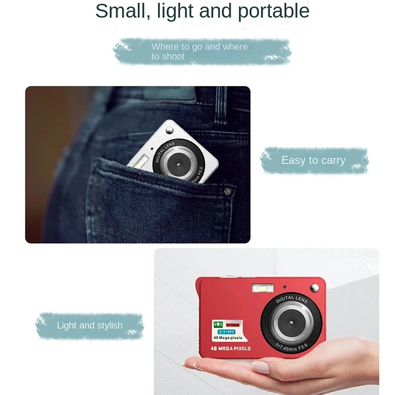 Cámara Digital HD con pantalla LCD para niños, videocámara de fotografía instantánea antivibración para exteriores, recargable