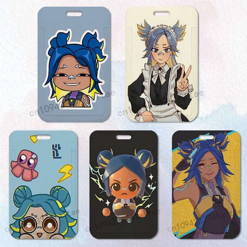 

Game V-Valorant Neon Badge Holder Pass Bus Work Card Cover Chest Pocket Students Card Holder Small Gift