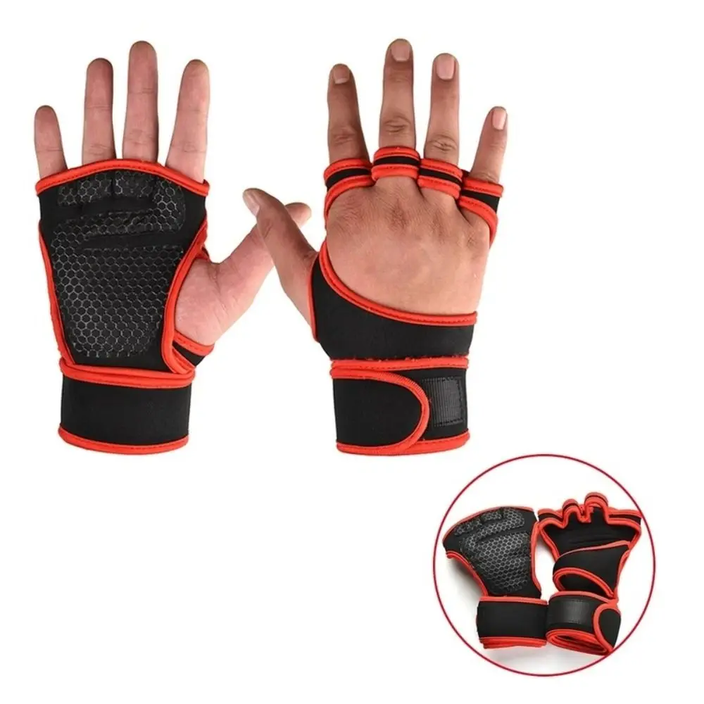 

Black Red Fitness Gloves New Non-slip Polyester Hand Sleeve Half Finger Glove Unisex