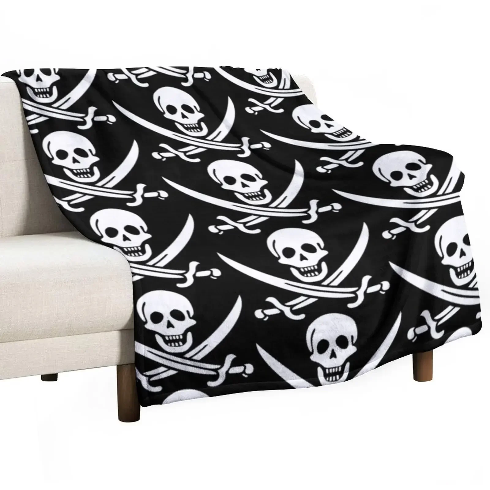 Pirate Flag Throw Blanket Plaid on the sofa Hairy Luxury St Soft Beds Blankets