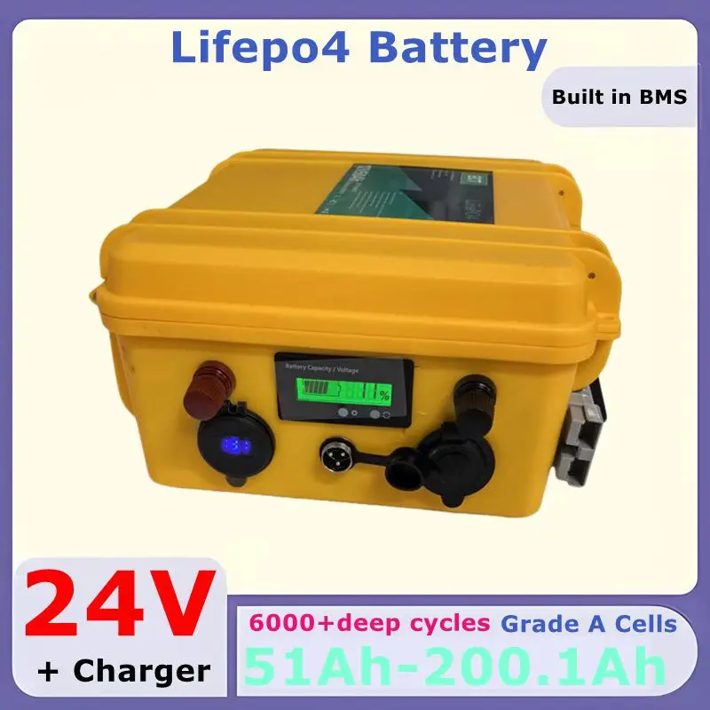 

Lithium for 2KW Trolling Motor Solar Panel Outdoor Camping LiFePO4 Battery 24V 50Ah 60Ah 80Ah 100AH 120Ah 150Ah 180Ah 200Ah