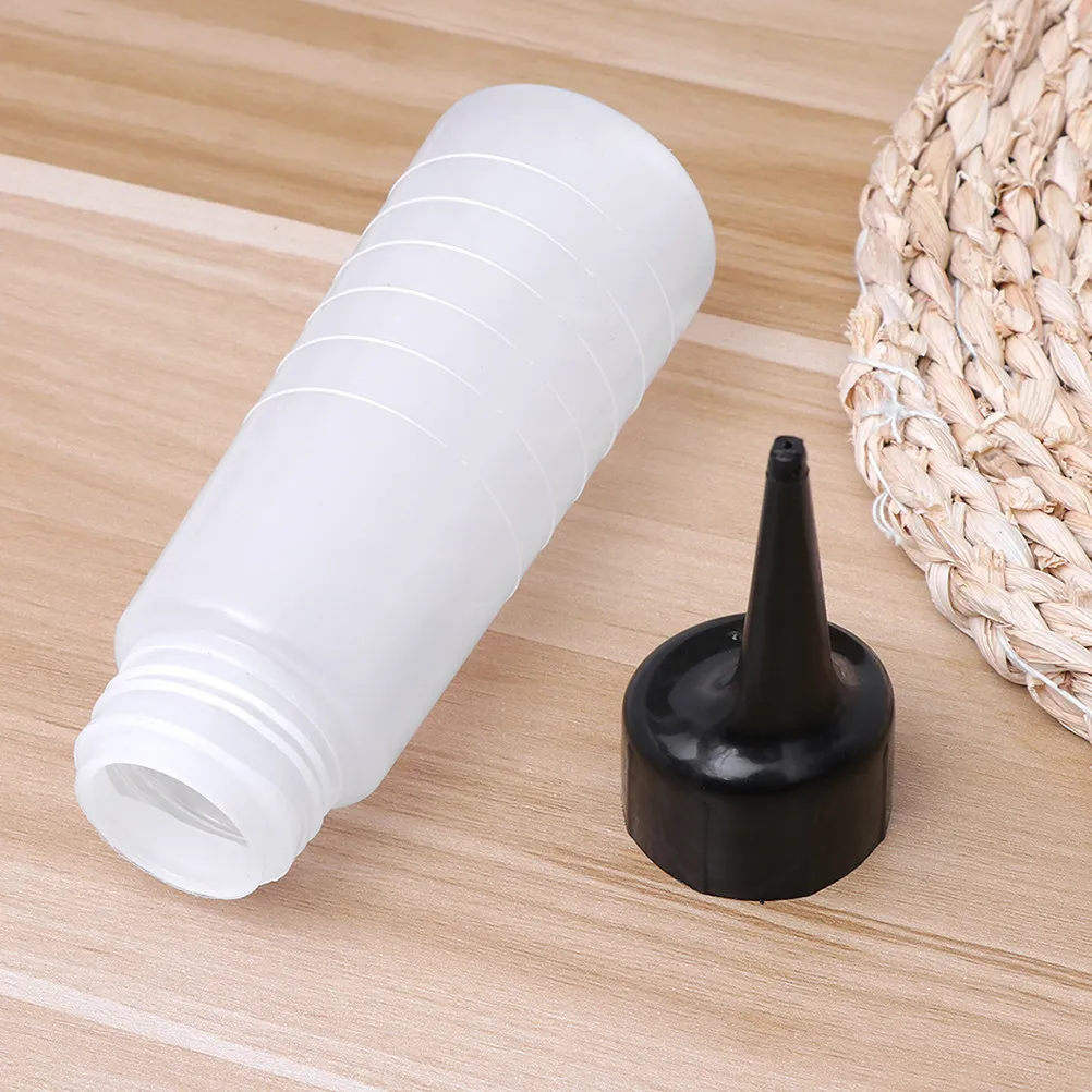 4Pcs Slant Tip Hair Dye Applicator Bottle with Measuring Scale Refillable Transparent Body for Salon Professional Home Hair