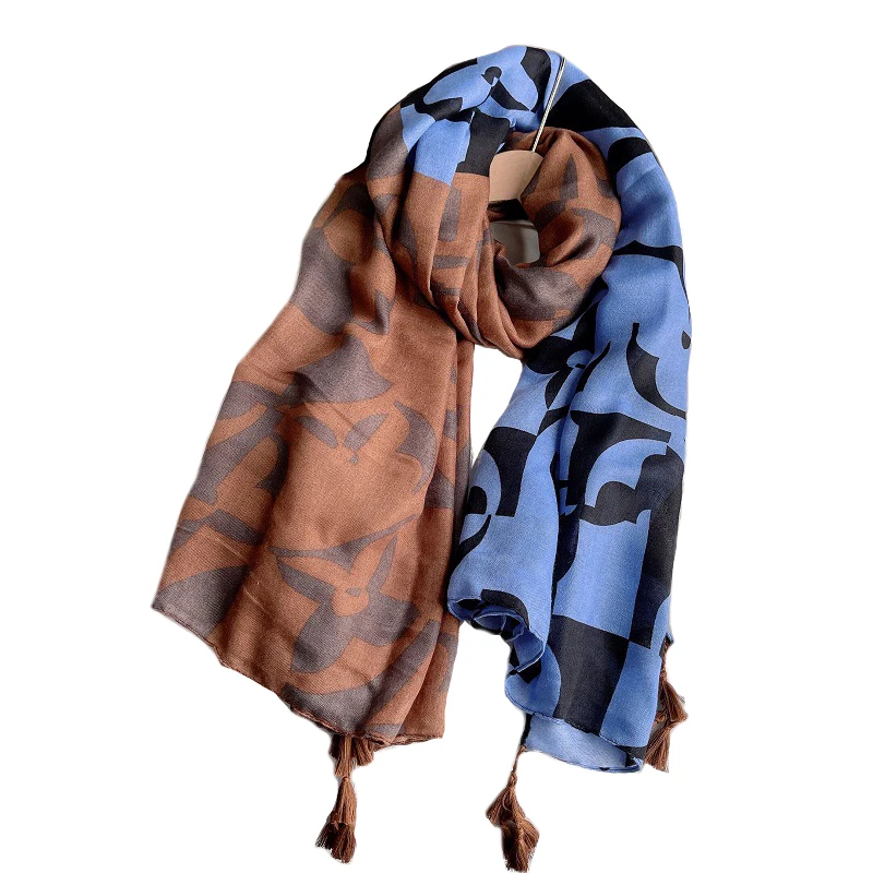 

2022 New Cotton Flower Print Tassel Scarf Shawls Long Beach Floral Pattern Wrap Hijab Scarves Free Shipping
