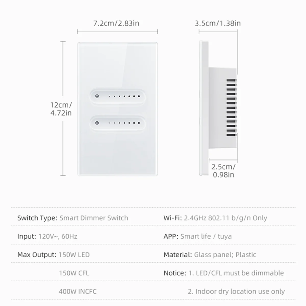 Tuya wifi interruptor dimmer inteligente 1 gang dimmer interruptor de luz painel toque app controle remoto funciona com alexa google casa, b